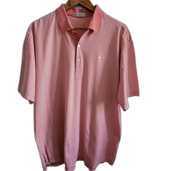 Peter Millar Men's Short Sleeve Pink Striped Polo shirt Size XXL - Picture 1 of 13